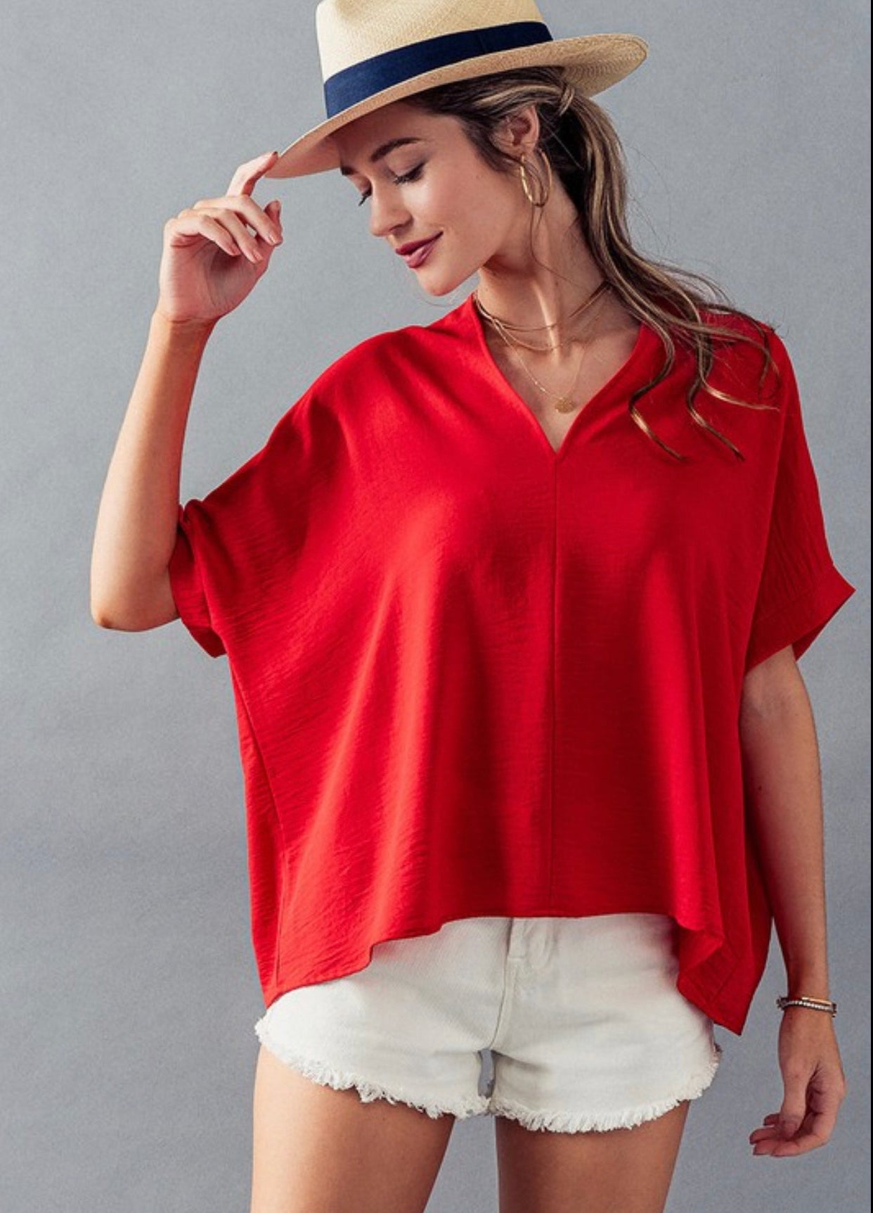 Oversized V Neck Top