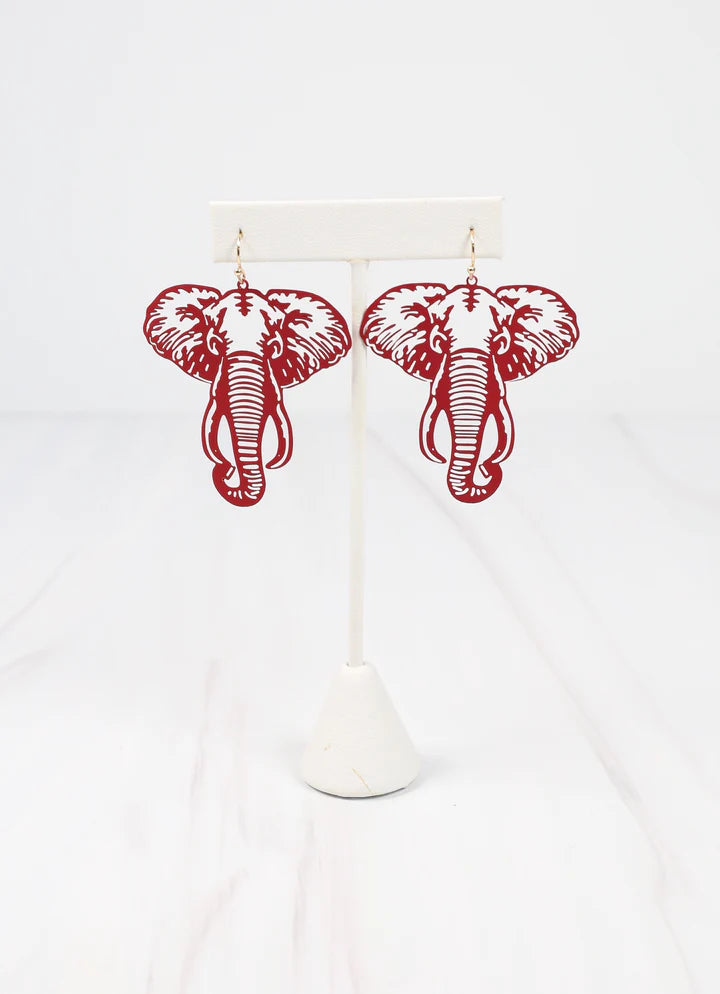 Crimson Elmer Cutout Elephant Earring