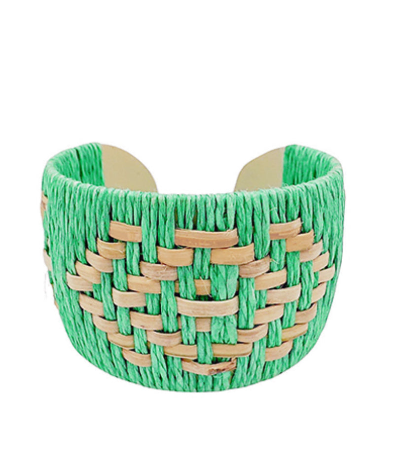 Arrows Rattan Cuff Green