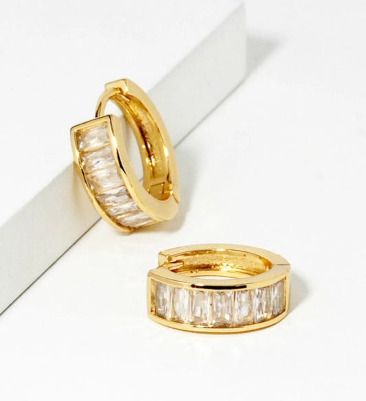 CZ Pave Huggie Hoop Earrings