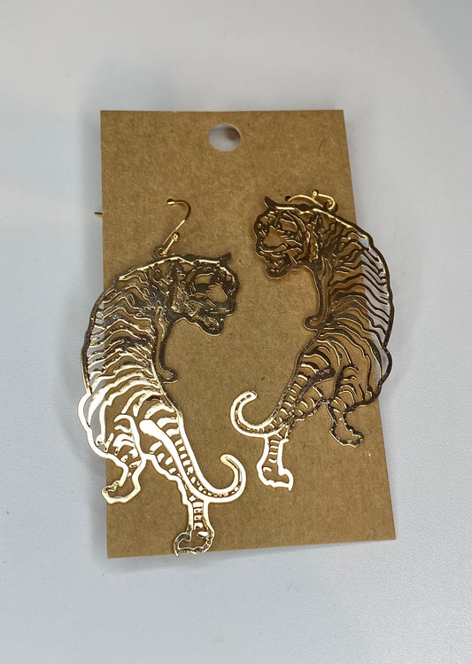 Brass Tiger Filagree Earrings