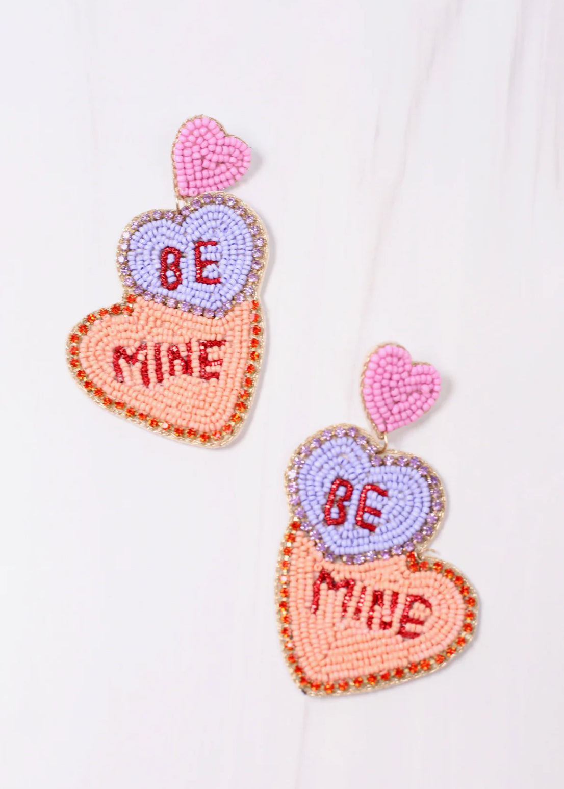 Bee Mine CZ Heart Earrings Lavender