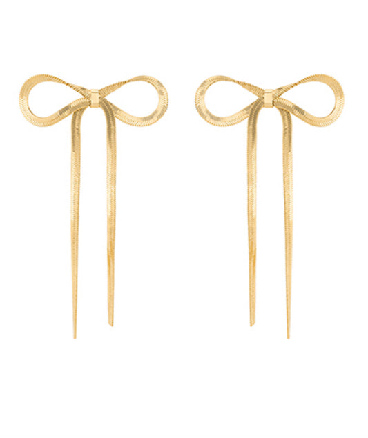 Bow Herringbone Chain Earrings