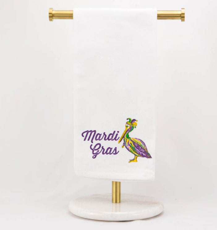 Mardi Gras Pelican Towel