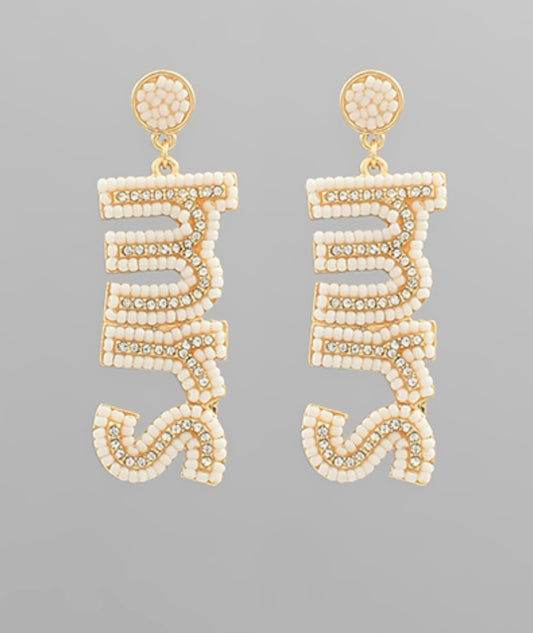 Mrs Letter Bead Earring