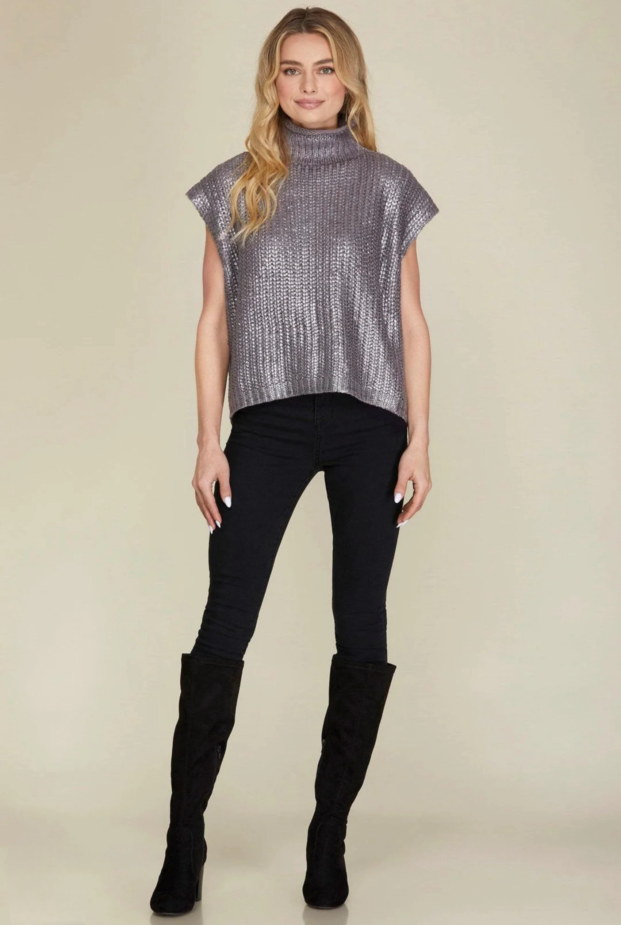 Metallic Sweater Top