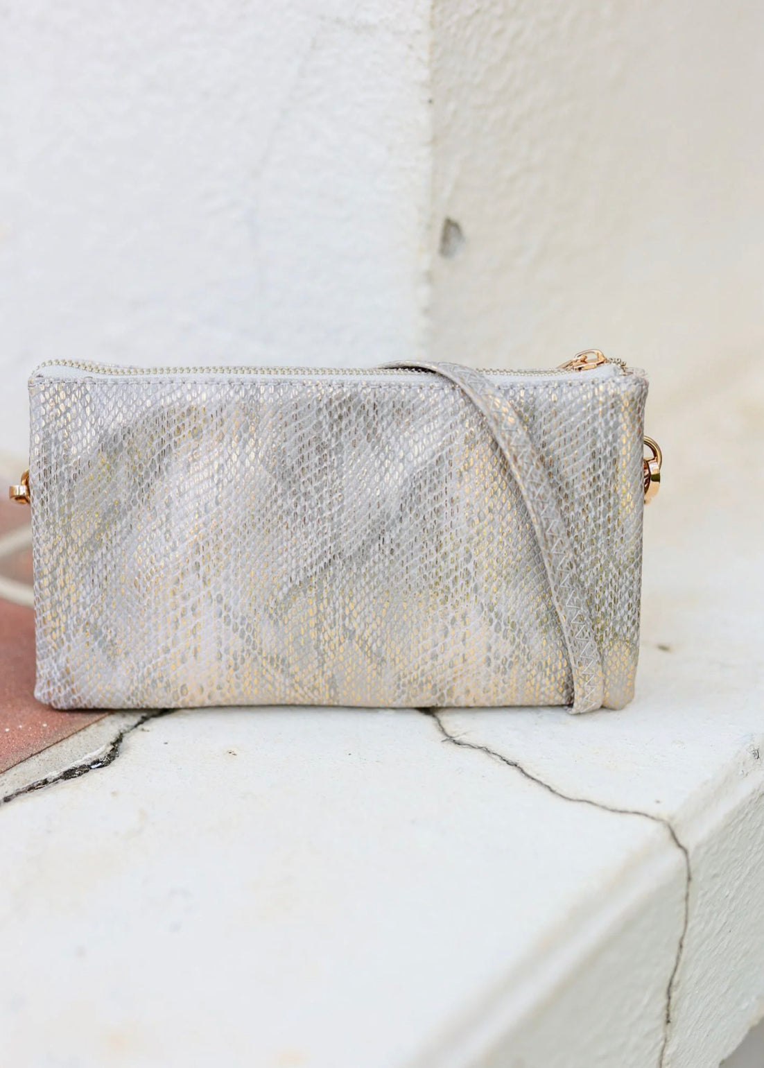 Liz Metallic Champagne Crossbody Bag