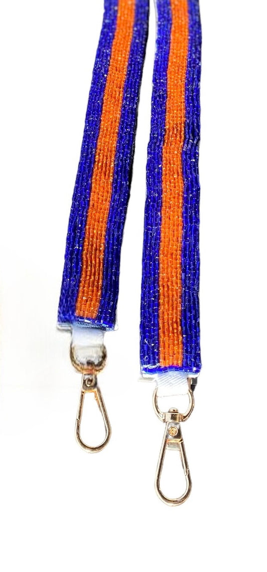 Blue Orange Beaded Bag Strap