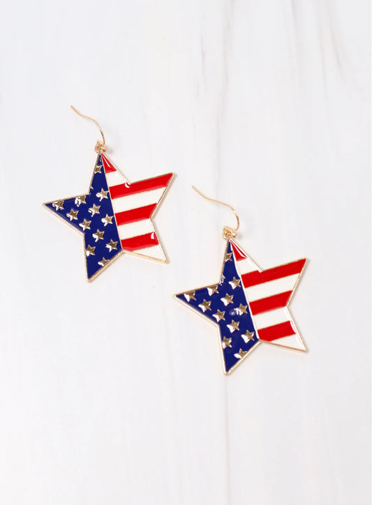 American Flag Star Earrings