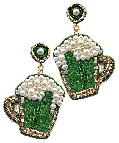 Green Beer Mug Earring