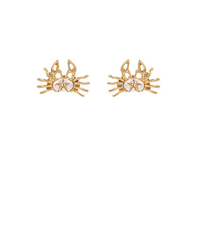 Crab Pearl Earrings Studs