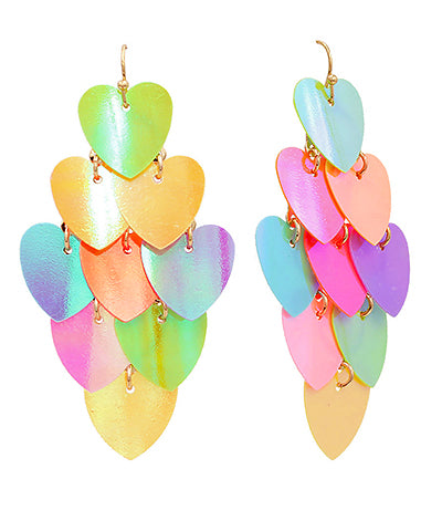 Sequin Heart Chandelier Earrings