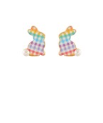 Check Pattern Easter Bunny Earring