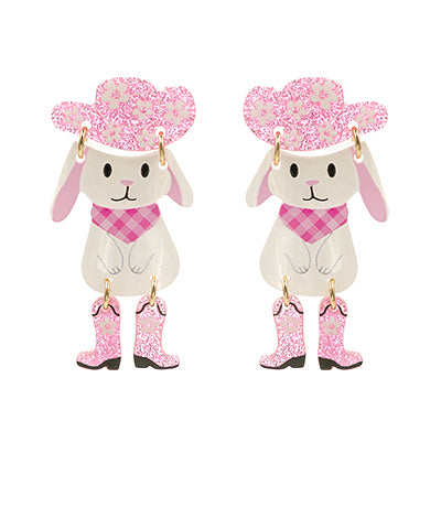 Easter Bunny Western Hat Earrings