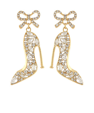 Bridal Glass Heel & Bow Earrings