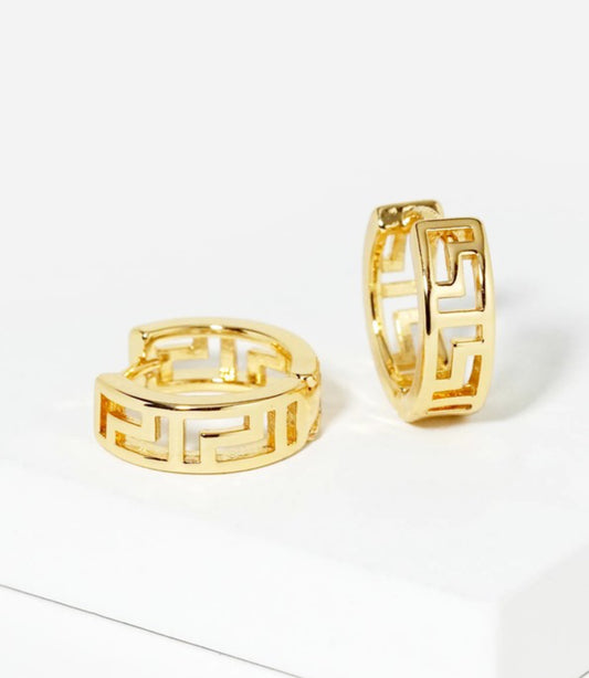 Brass Cutout Huggie Hoop Earrings