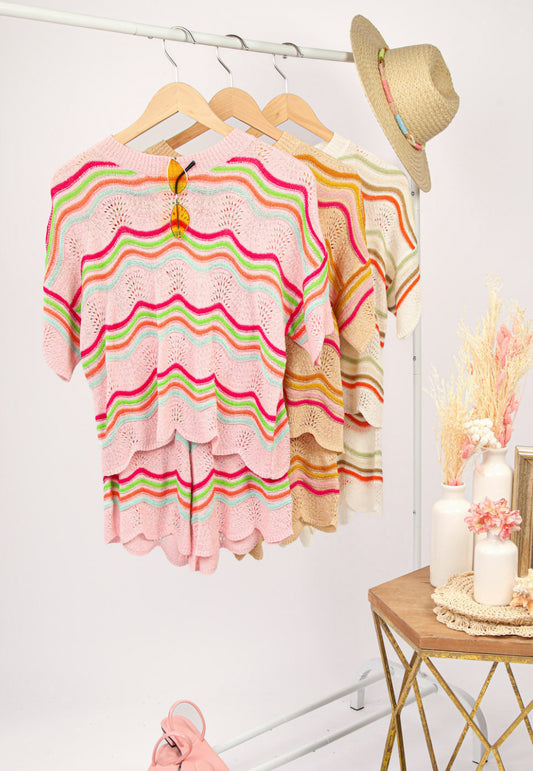 Multicolor Wave Knit Set