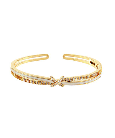 CZ & MOP Crisscross Cuff