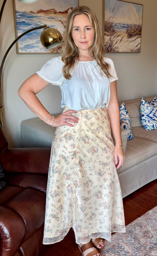 Lemon Blossom Midi Skirt