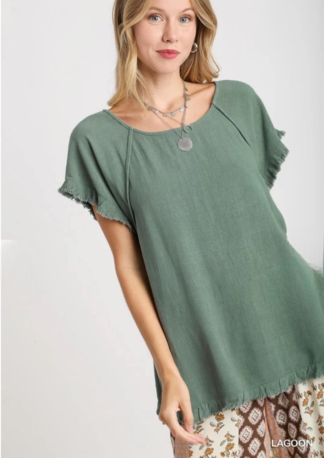 Linen Short Sleeve Top