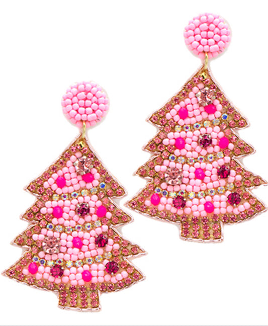 Pave Beads Christmas Tree Earrings