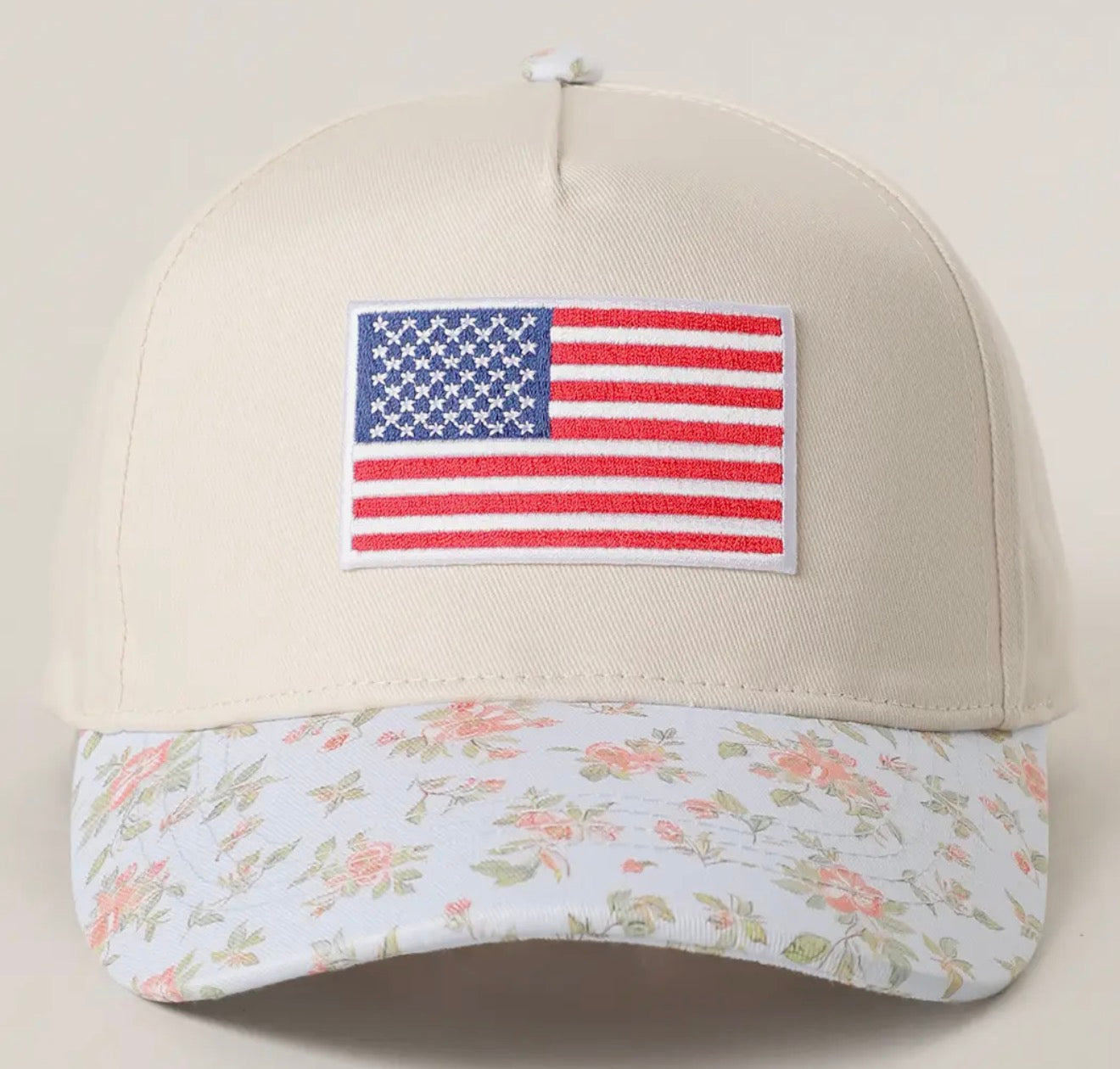 American Flag Flower Pattern Cap Hat