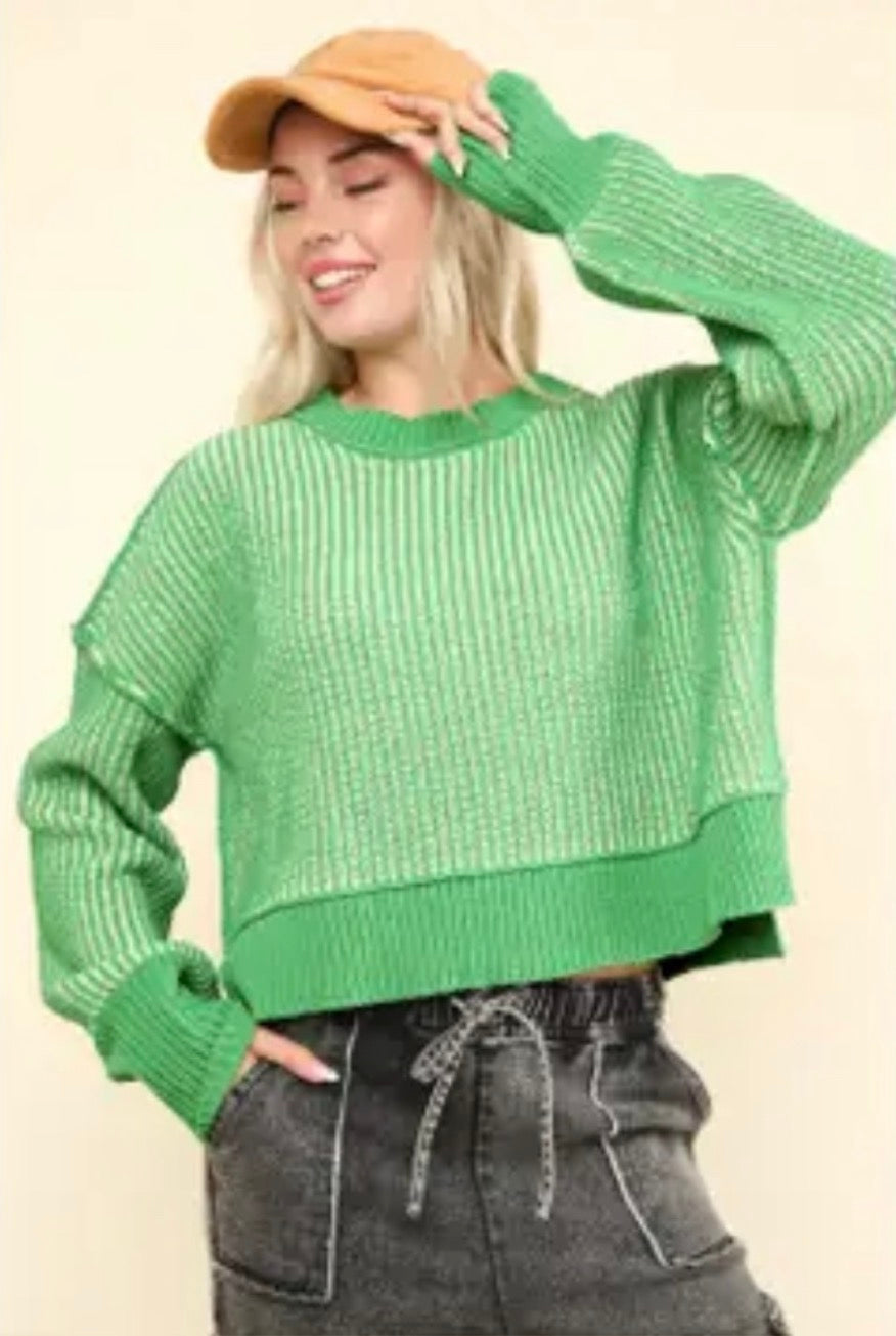 Cropped stripe sweater
