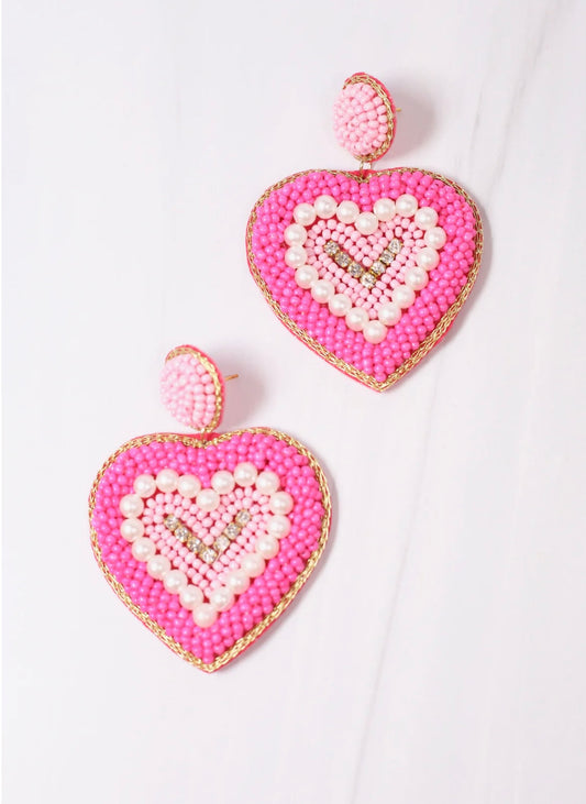 Just a Crush Heart Earrings Pink