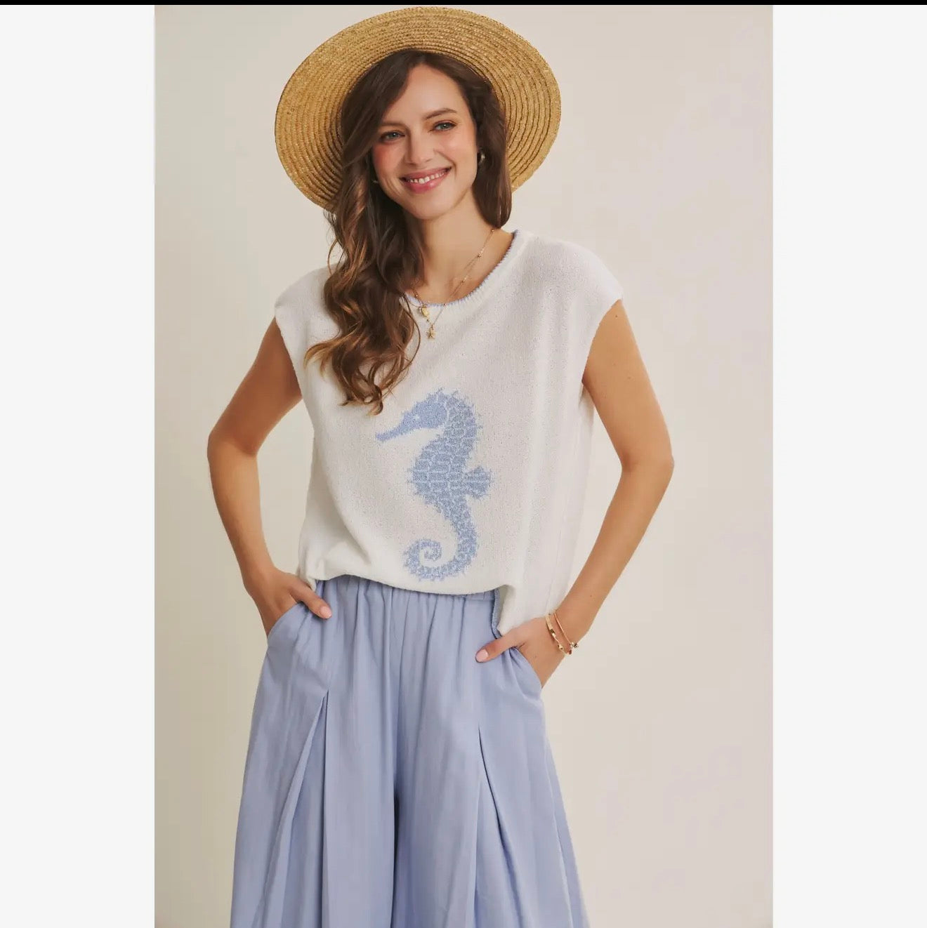 Seaside Seahorse Sweater Top