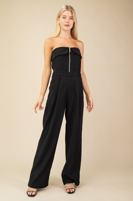 Zippered Wide Leg Jumpsuit