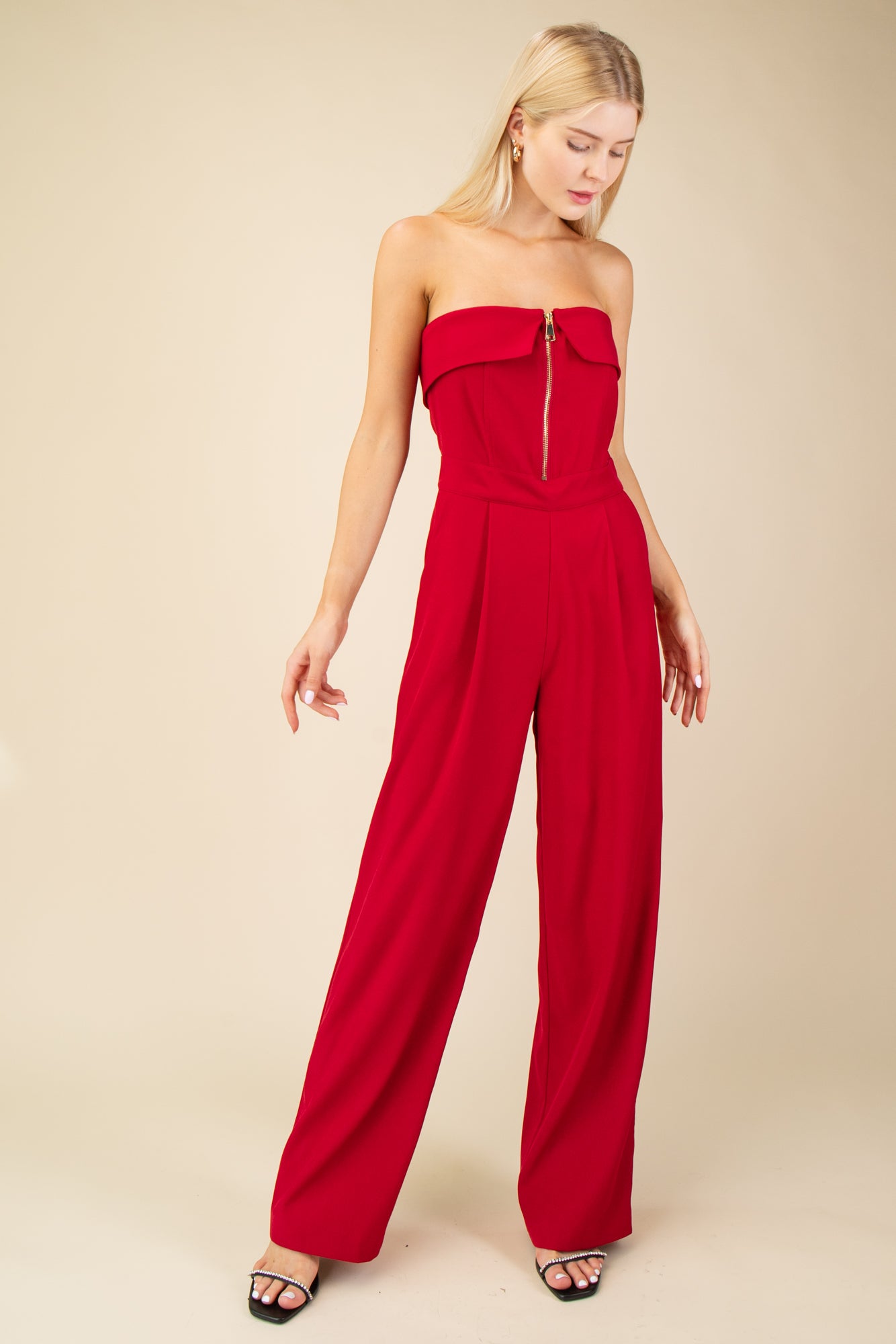 Zippered Wide Leg Jumpsuit