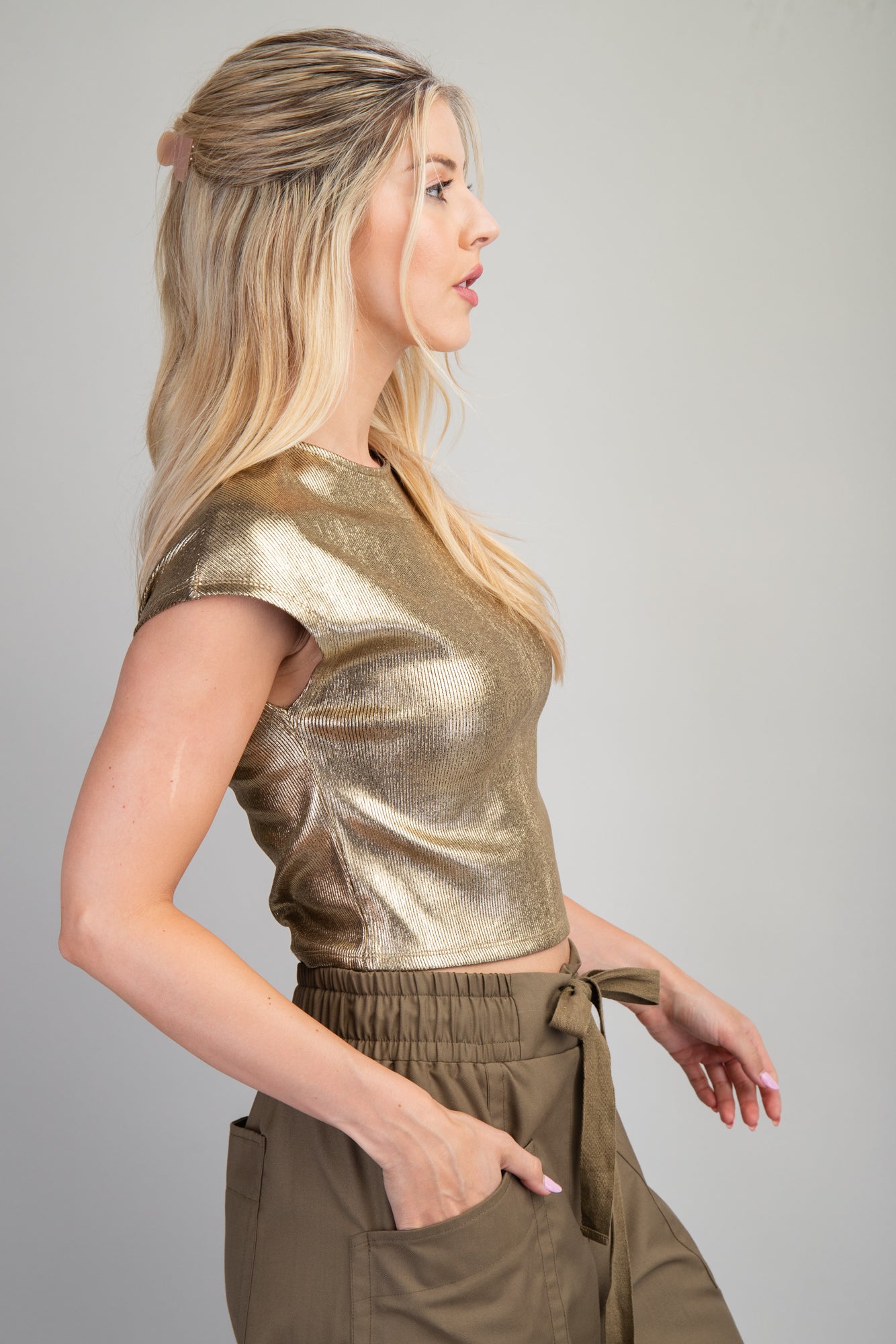 Cap Sleeve Metallic Top