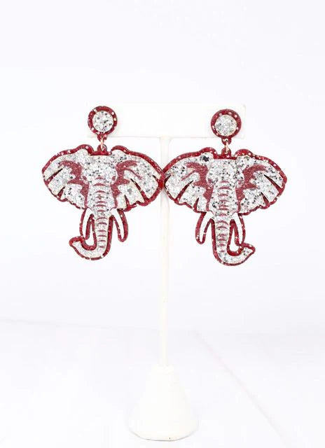 Glitter Elephant Silver Earring