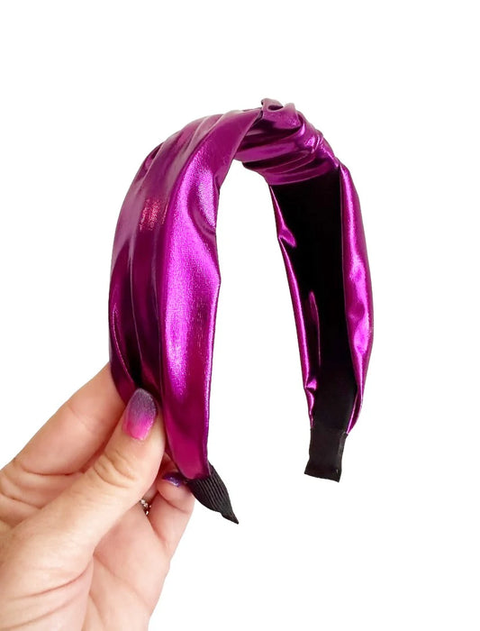 Metallic Knotted Headband Purple