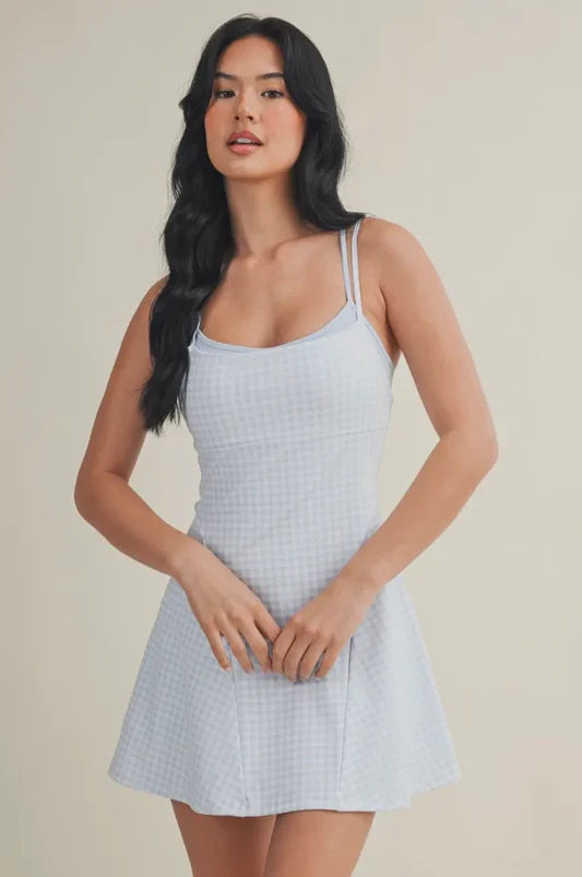 Gingham Print Double Layered Dress