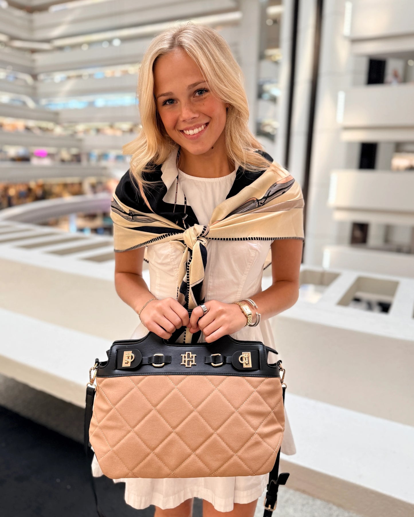 Savannah Latte Black Handbag