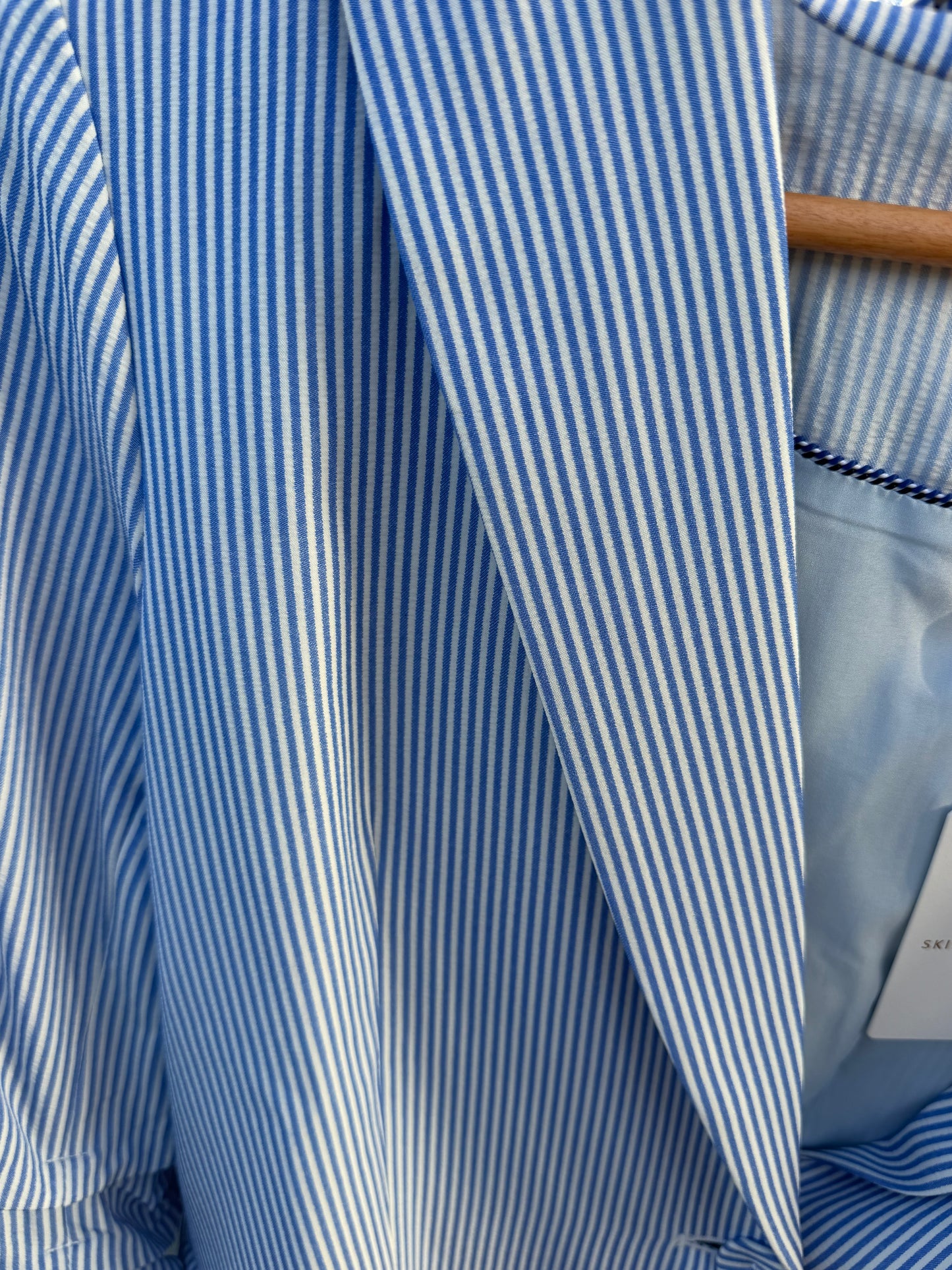 Cinched Sleeve One-Button Stripe Blazer