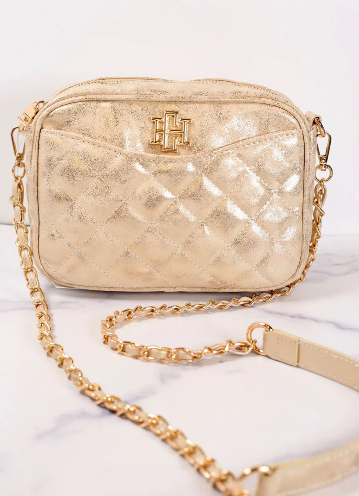 Olivia Quilted Glimmer Gold Crossbody