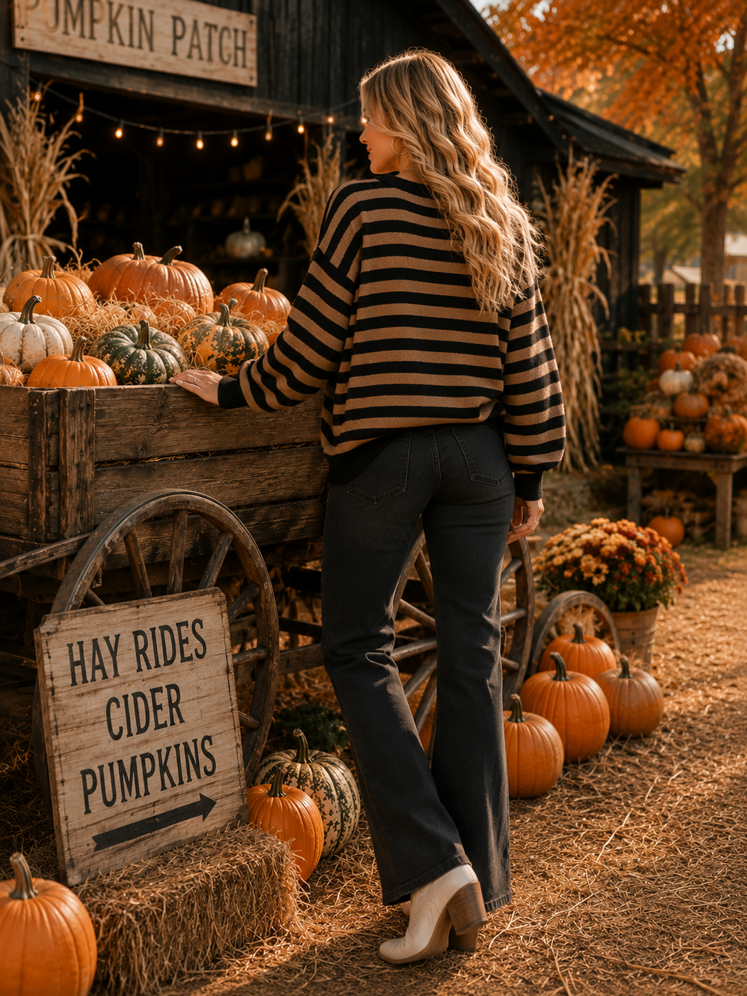 Pumpkin Script Striped Knit Sweater