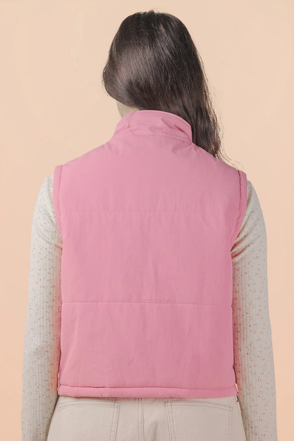 Mock Neck Puffer Tie Vest