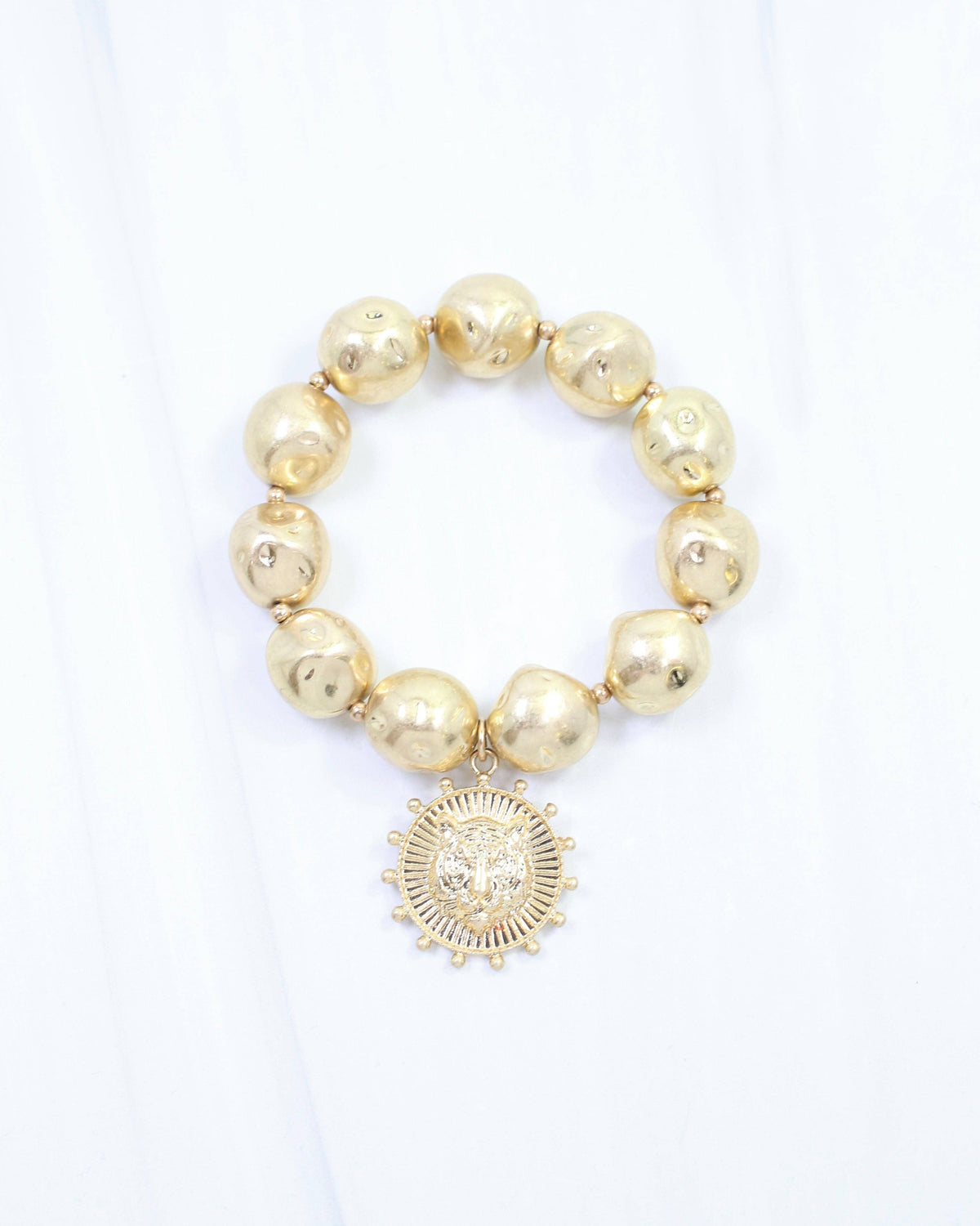 Carmen Coin Stretch Bracelet Tiger Worn Gold
