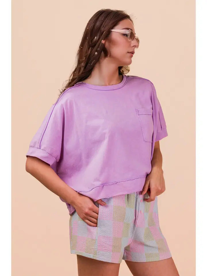 Mineral Wash Washed Crop Knit Top