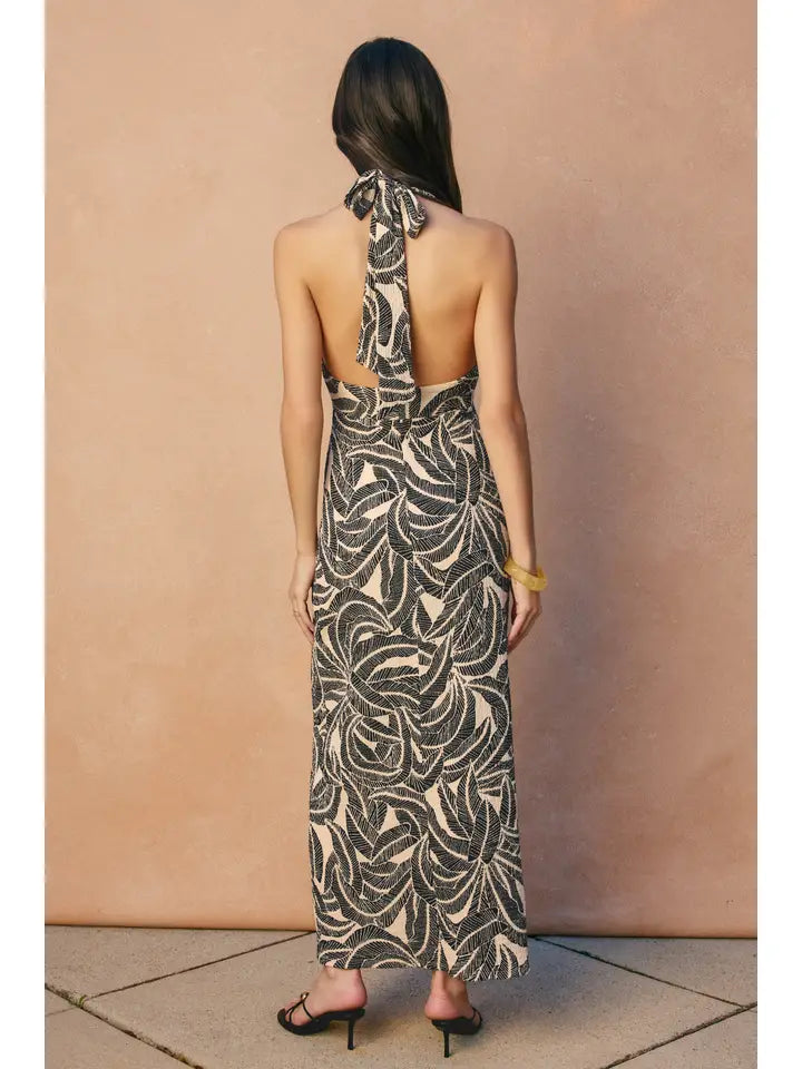 Saltwater Blush Halter O Ring Maxi Dress