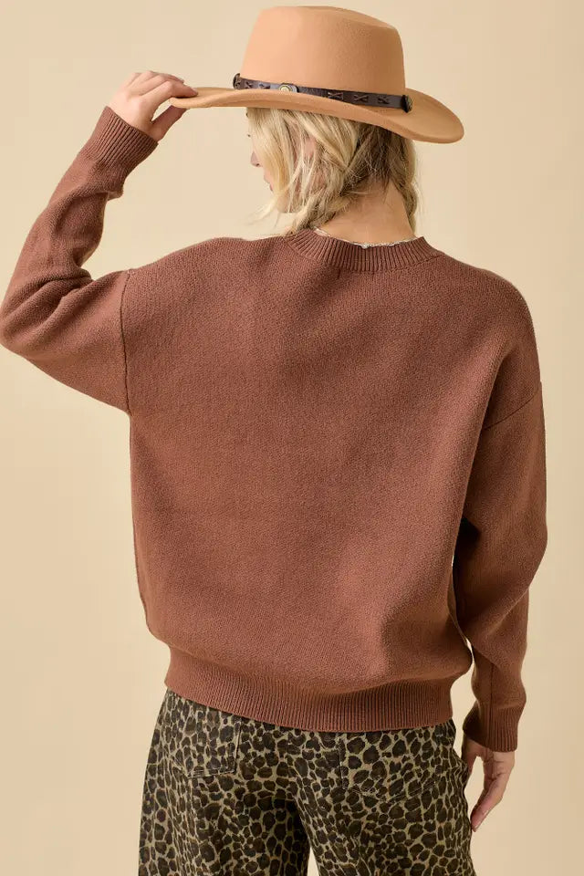 Horse Print Long Sleeve Sweater Knit