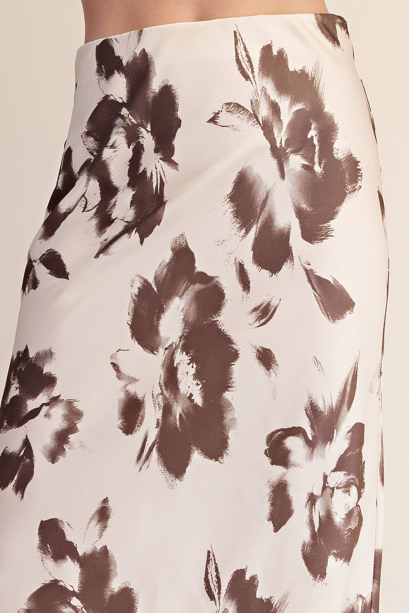 Satin Midi Skirt With Waist Elastic Band