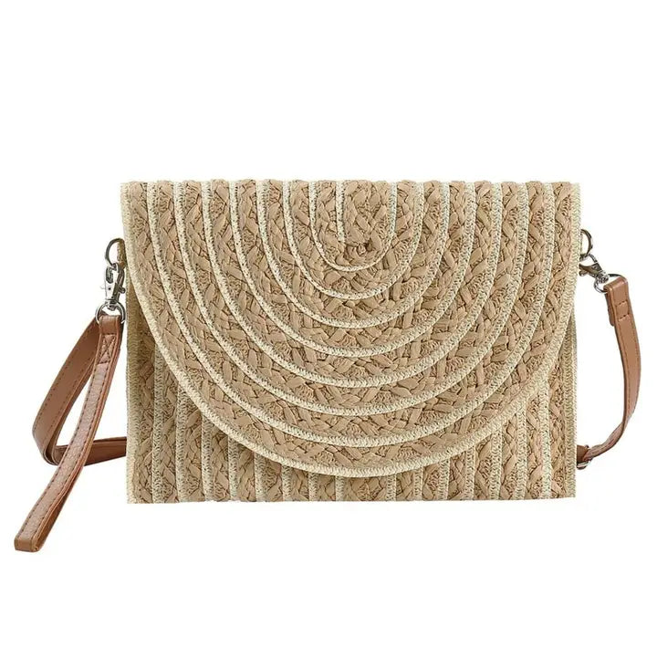 Georgia Striped Straw Crossbody/Clutch