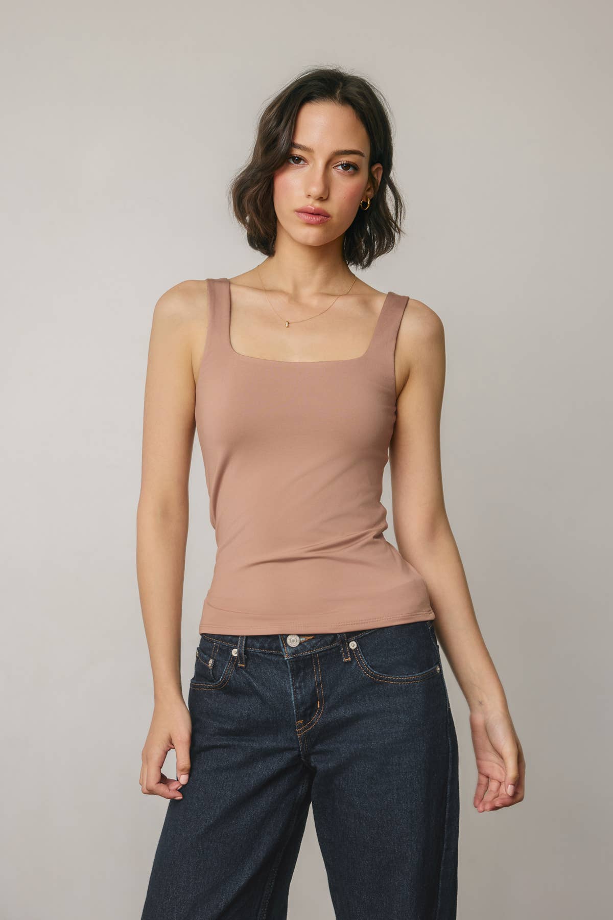 Square Neck Double Faced Top