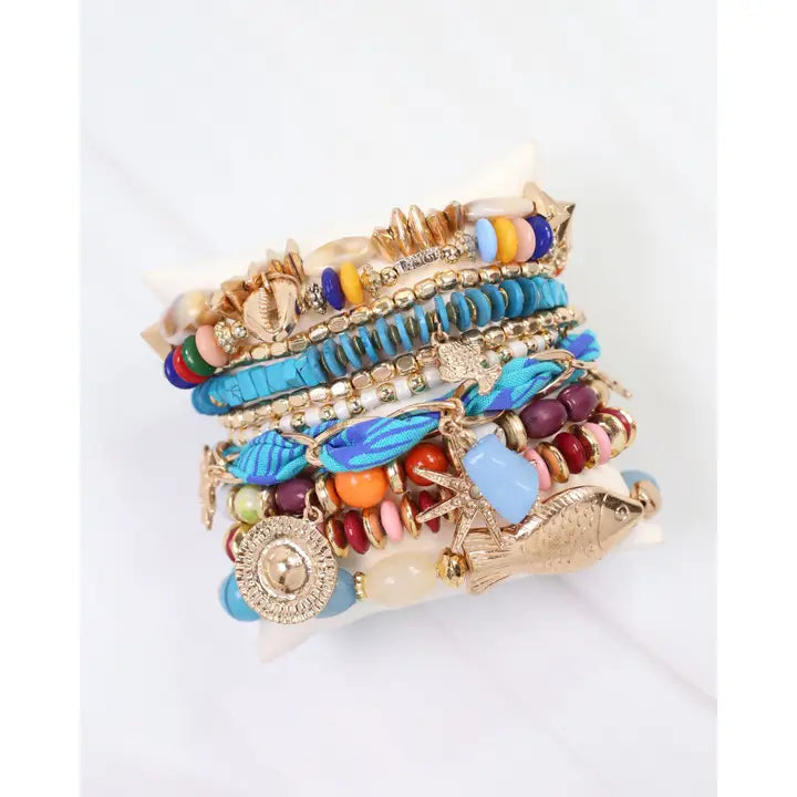 Urbana Beaded Stretch Bracelet Blue Multi