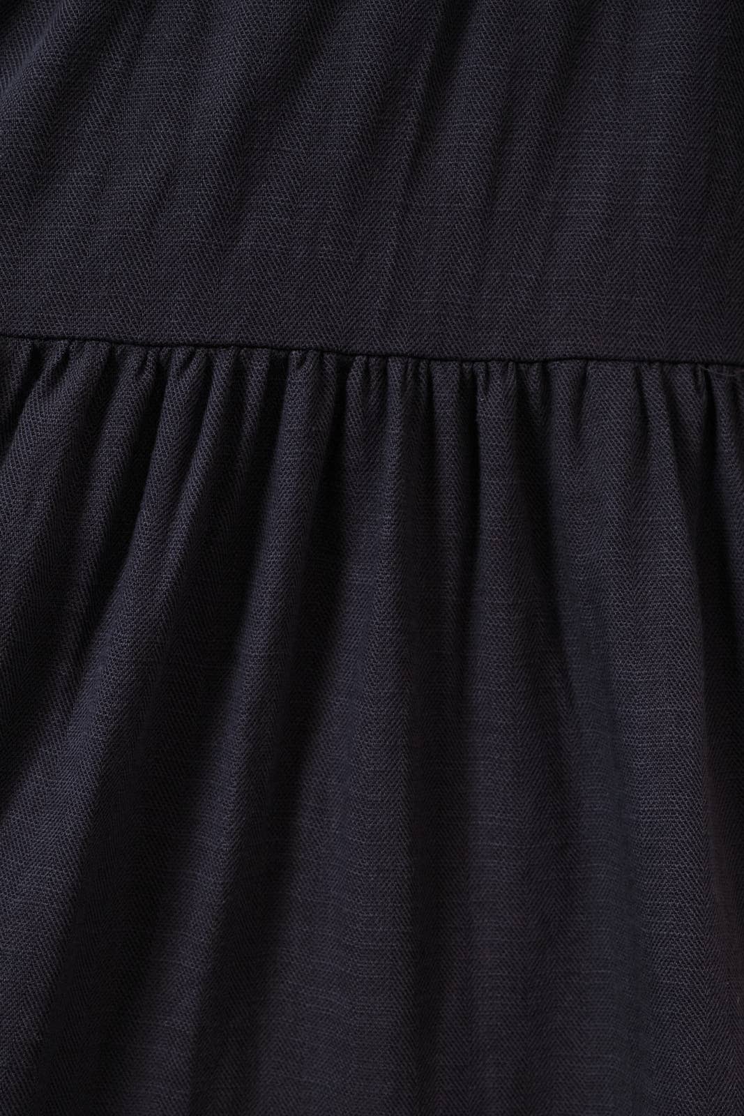 SHORT SLEEVE BUTTON DOWN BELTED TIERED MIDI DRESS