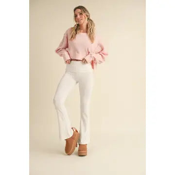 Waffle Knit Oversized Long Sleeve Top